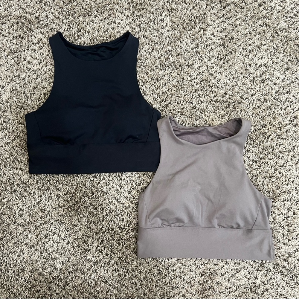 Black and Taupe Workout Crop Tops